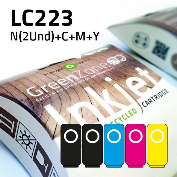 [EPGBCLC223] Pack cartuchos Brother LC223 | 2 negros + colores | Green Zone