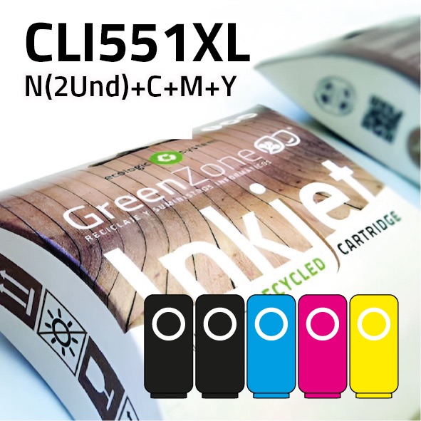 [EPGCCCLI551XL] Pack cartuchos Canon PGI550XL | CLI551XL negro + colores | alta capacidad | Green Zone