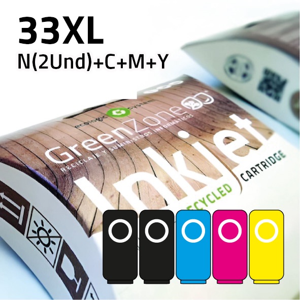 [EPGECT3351XL] Pack cartuchos Epson 33XL | 2 negros + colores | alta capacidad | Green Zone
