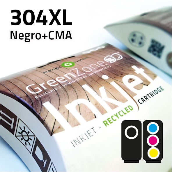 Pack cartuchos HP 304XL negro + color | alta capacidad | Green Zone