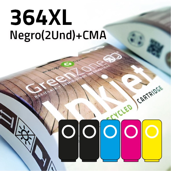 [EPGHCB321XL] Pack cartuchos HP 364XL | 2 negros + colores | alta capacidad | Green Zone