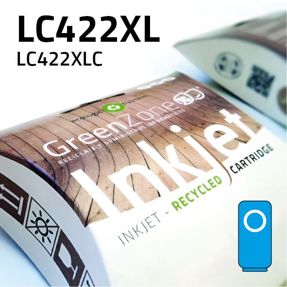 Cartucho Brother LC422XL cian | 1.500 páginas | Green Zone