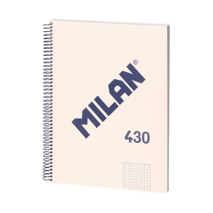 [57143E80BG] Milan Serie 1918 Cuaderno Espiral Formato A4 Cuadricula 5x5mm - 80 Hojas de 95 gr/m2 - Microperforado, 4 Taladros - Color Beige