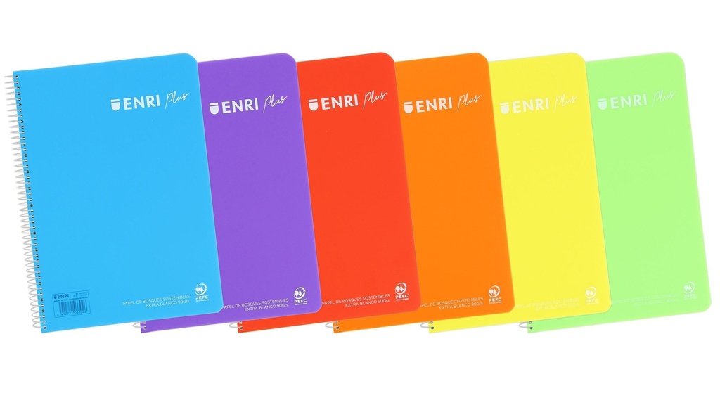 Enri Plus Cuaderno Espiral Formato Cuarto Cuadriculado 4x4mm - 80 Hojas 90gr con Margen - Cubierta de Plastico - Color aleatorio