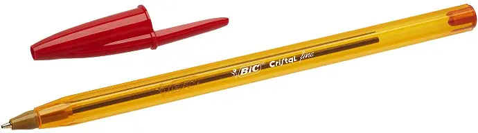 [872720] Bic Cristal Original Fine Boligrafo de Bola - Punta Redonda de 0.8mm - Trazo de 0.30mm - Tinta con Base de Aceite - Translucido - Color Rojo