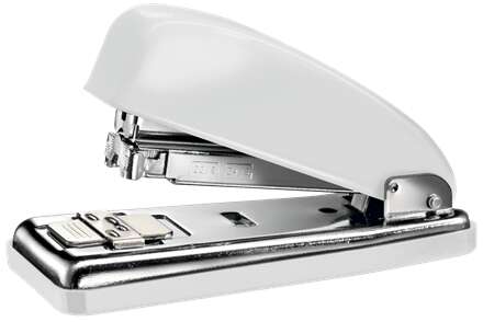 Petrus 226 Grapadora Metalica - Hasta 30 Hojas - Grapado Cerrado, Abierto y Clavado - Color Blanco Metalizado 