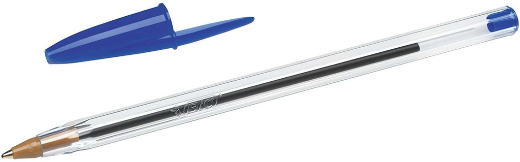 Bic Cristal Original Boligrafo de Bola - Punta Redonda de 1.0mm - Trazo 0.4mm - Tinta con Base de Aceite - Color Azul 