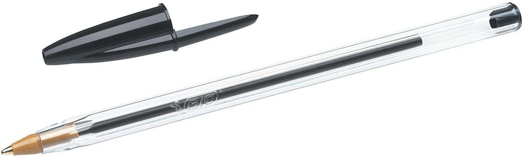 Bic Cristal Original Boligrafo de bola - Punta redonda de 1.0mm - Trazo 0.4mm - Tinta con Base de Aceite - Color Negro 
